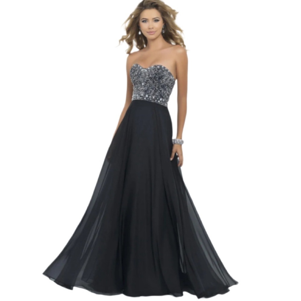 Blush Prom by Alexia 10003 Black Beaded Empire Waist Gown Size 4 NWT Chiffon